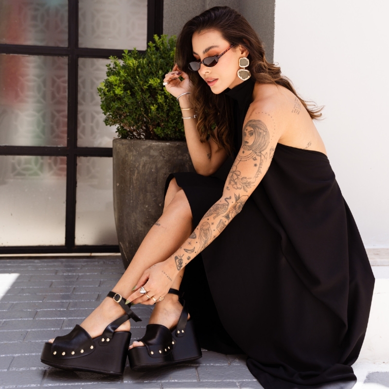 Sandália Tamanco Plataforma Feminina Preto "MAFE" 2108DB