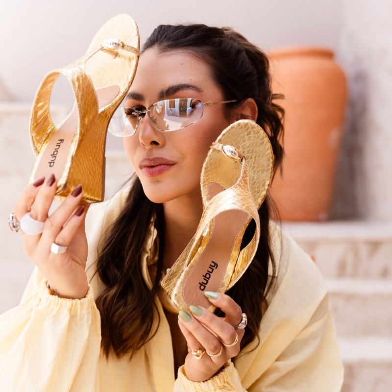 Sandália Tamanco Feminino Dourado "JASMIM" 2114DB