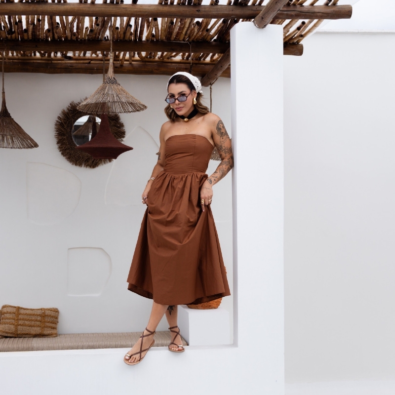 Sandália Rasteira Marrom Feminina "NARA" 2038DB