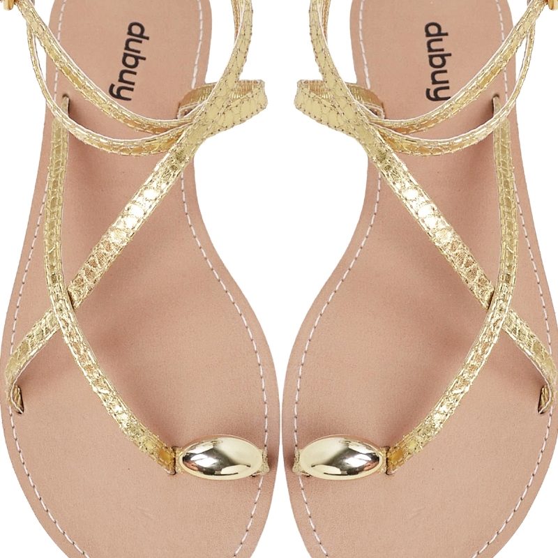 Sandália Rasteira Dourado Feminina "NARA" 2038DB
