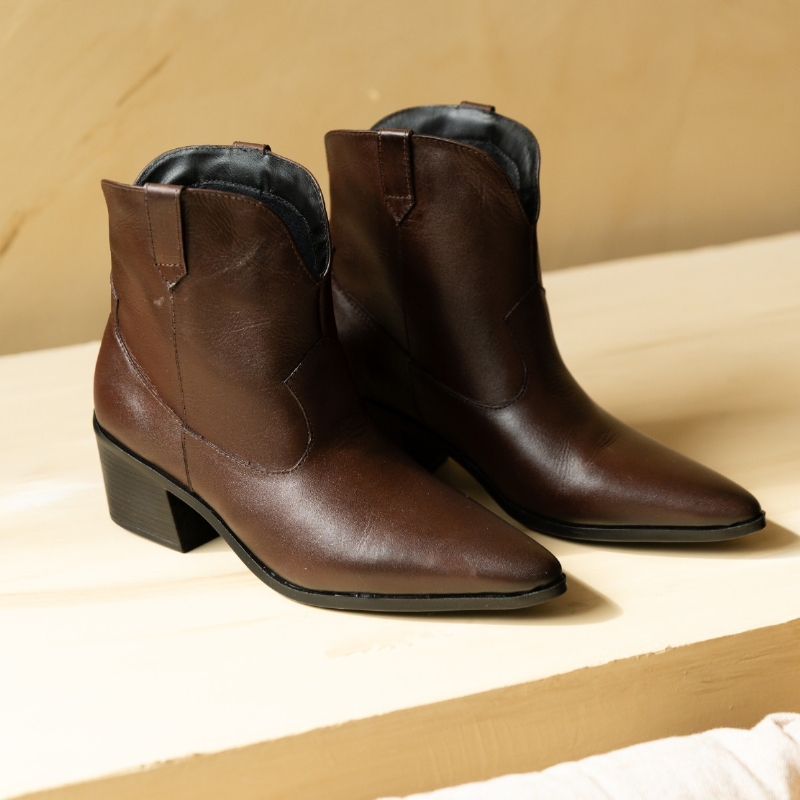 Bota Country Couro Legítimo Marrom "SARA" 1718DB