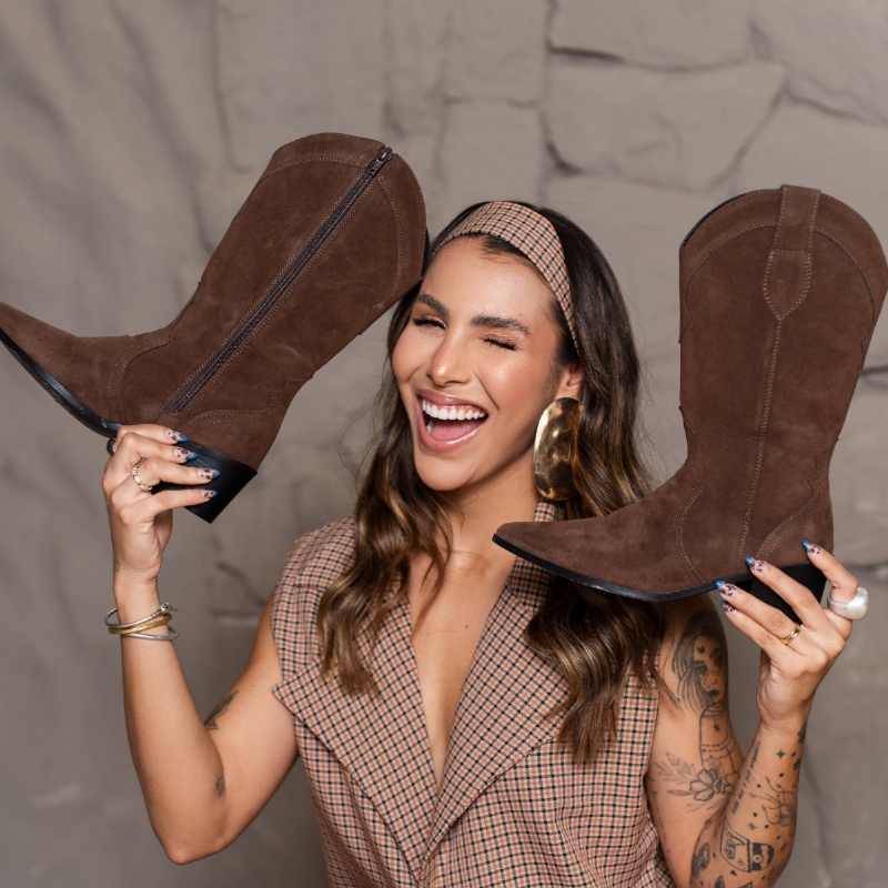 Bota Western Camurça Marrom "KIM" 1703DB