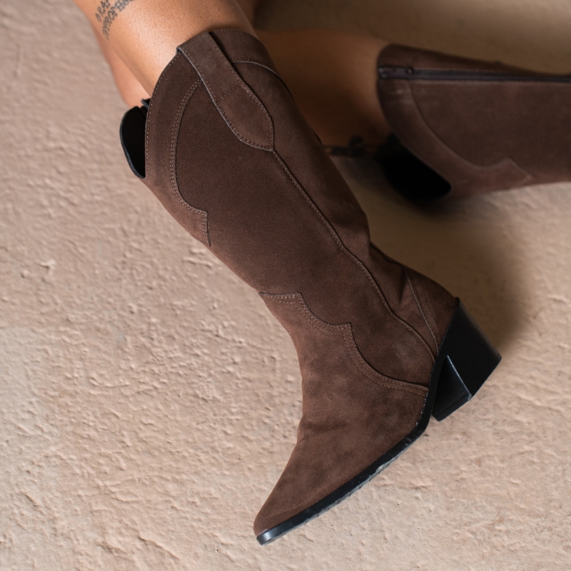 Bota Western Camurça Marrom "KIM" 1703DB