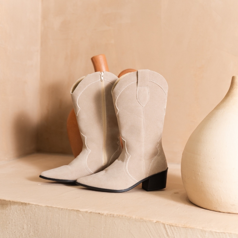 Bota Western Camurça Aveia "KIM" 1703DB