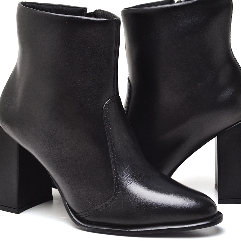 Bota Cano Baixo Couro Legitimo Preto 1728DB