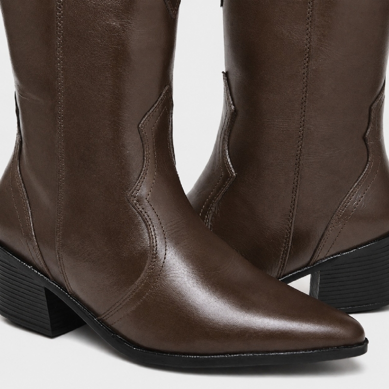 Bota Country Feminina Couro Legítimo Marrom "KIM" 1726DB