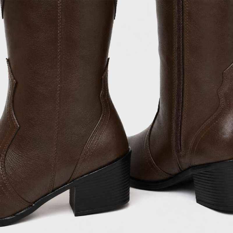 Bota Country Feminina Couro Legítimo Marrom "KIM" 1726DB