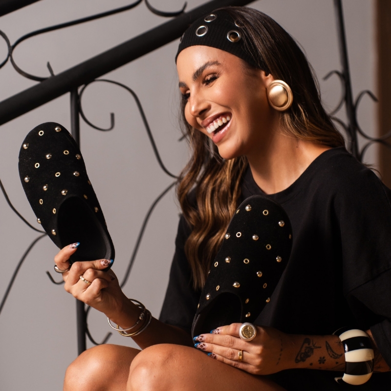 Mule Clog Babuche Preto Feminino "JOJÔ" 1910DB
