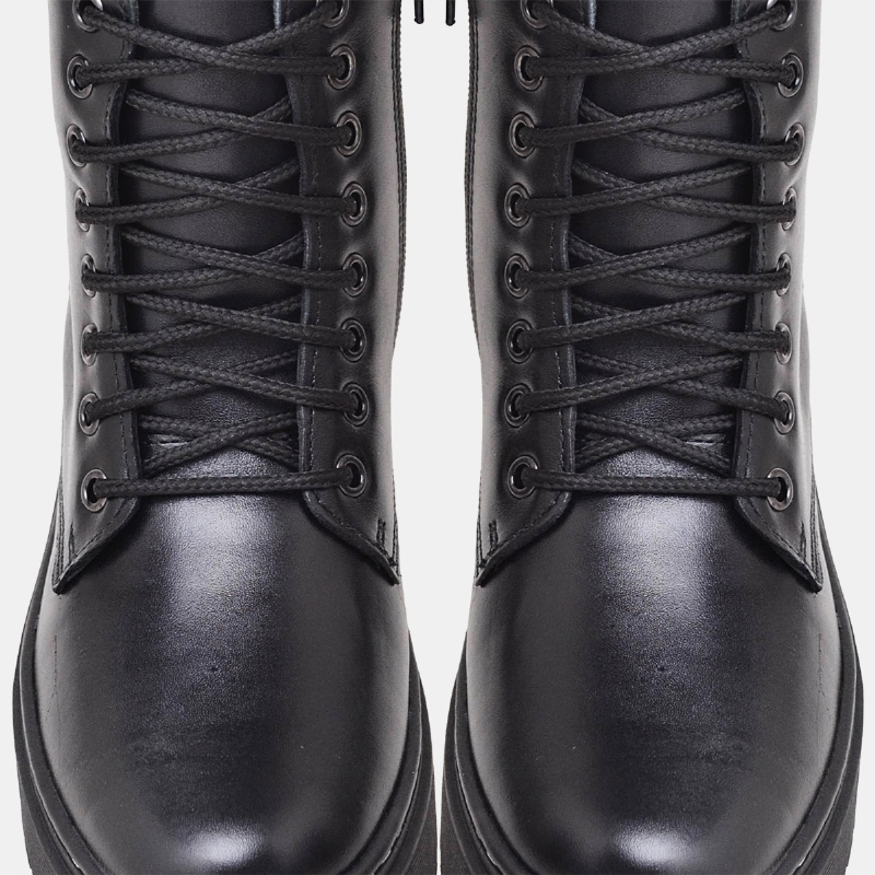 Bota Coturno Feminino Preto Couro Legítimo 1108DB