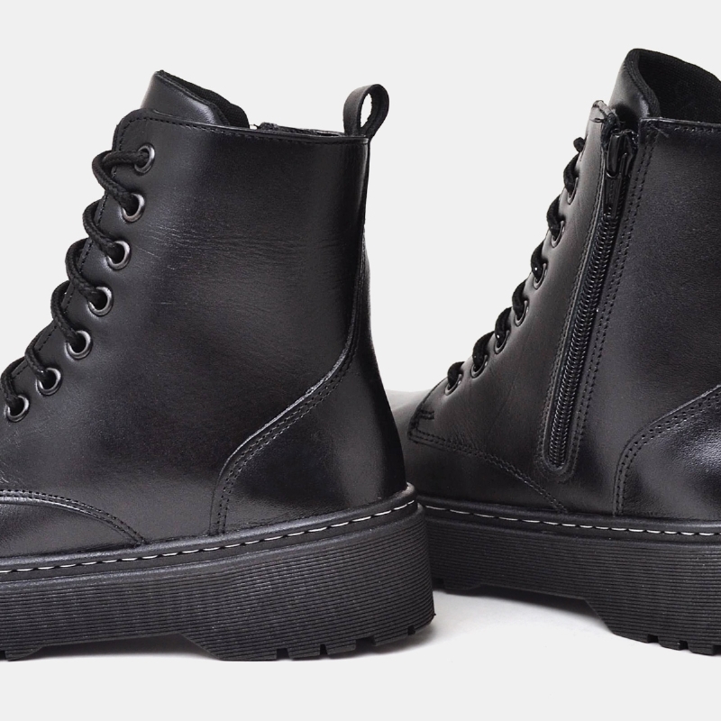 Bota Coturno Feminino Preto Couro Legítimo 1108DB
