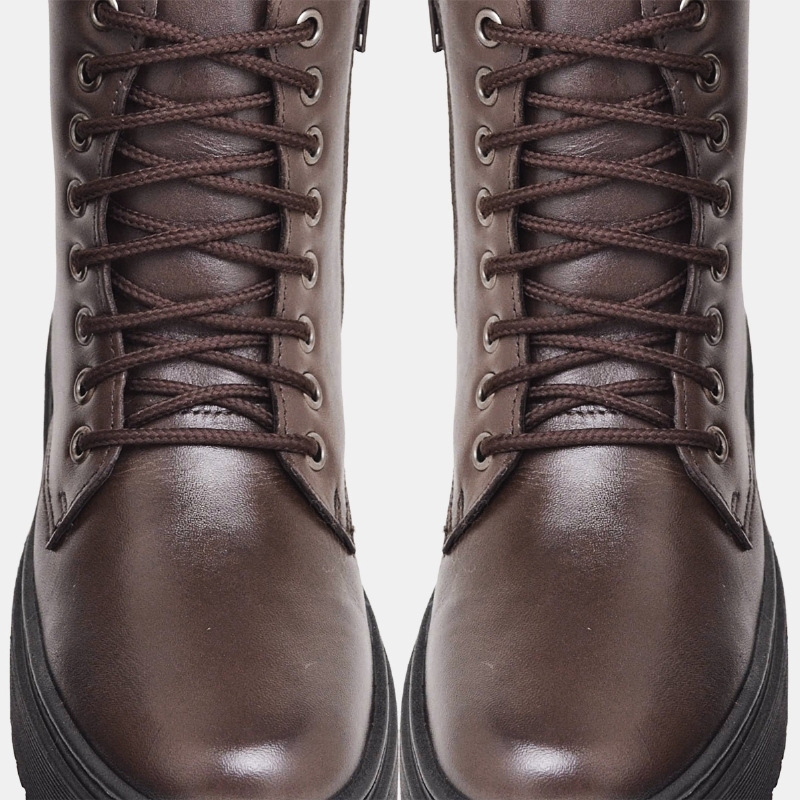 Bota Coturno Feminino Marrom Couro Legítimo 1108DB