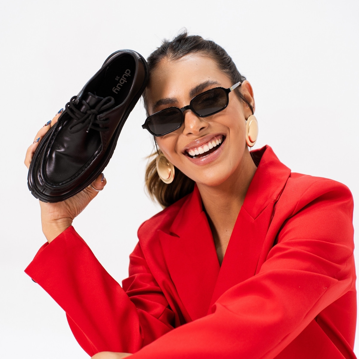 靴 SUNFLOWER Derby - Black 42 Sapato Oxford Feminino Preto 